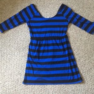 Blue and black striped dress
